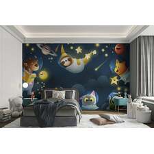 Space Fantasy Animals and Stars Wallpaper