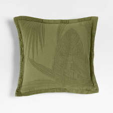 View Lindoso Tonal Jacquard Palm Leaf 20"x20" Cyprus Green Throw Pillow with Feather Insert - image 1 of 4