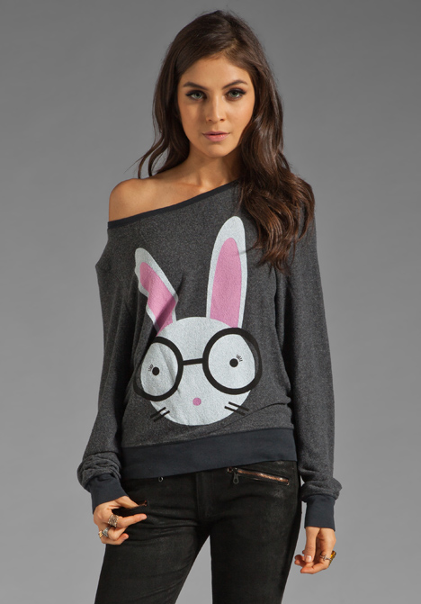 WILDFOX COUTURE Geeky Bunny Sweatshirt in Dirty Black at Revolve Clothing - Free Shipping!