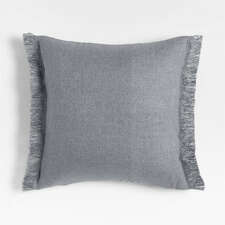View Casual Textured Fringe 23"x23" Smoke Blue Throw Pillow with Feather Insert - image 1 of 8