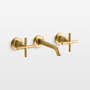 View Kohler ® Purist ® Brushed Brass Wall-Mounted Bathroom Sink Faucet and Handles - image 1 of 4