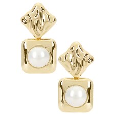 view 1 of 2 Mottled Gold Pearl Tiered Earrings in Gold