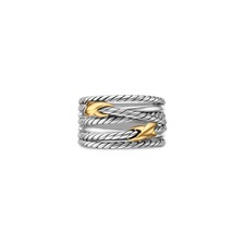 David Yurman Double X Crossover Ring in Sterling Silver with 18K Yellow Gold, 13mm, Main, color, Two Tone