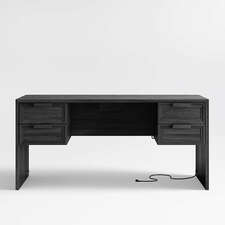 View Calypso 64" Black Wood Desk with Outlets - image 1 of 9