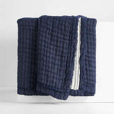 View Organic Cotton Gauze Deep Indigo Blue Full/Queen Bed Blanket - image 1 of 9