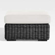 View Abaco Resin Wicker Charcoal Grey Outdoor Ottoman with Natural Sunbrella ® Cushion - image 1 of 5