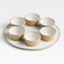 View Marin White Recycled Stoneware Seder Platter with Six Mini Bowls - image 1 of 4