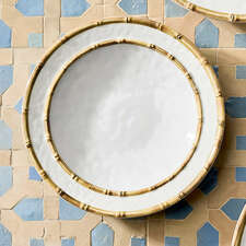 View Abbott White and Bamboo Outdoor Melamine Dinner Plate by Jake Arnold - image 1 of 6