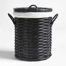 View Black Woven Rattan Hamper - image 1 of 6
