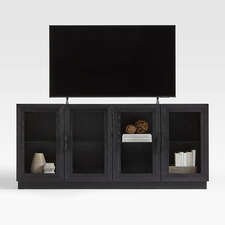 View Calypso 72" Black Elm Wood Storage Media Console with Glass Doors - image 1 of 12