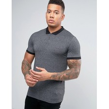  New Look Muscle Fit Polo Shirt In Gray