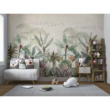 Vintage Tropical Botanical Leaf Mural