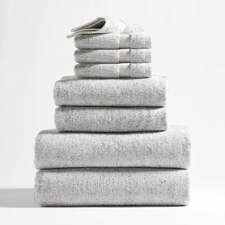 View Organic Turkish Cotton Grey Fleck Bath Towels, Set of 8 - image 1 of 11