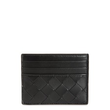Bottega Veneta Intrecciato Leather Card Case, Main, color, 8425 Black-Gold