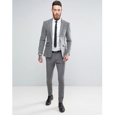 Super Skinny Texture Blazer In Charcoal