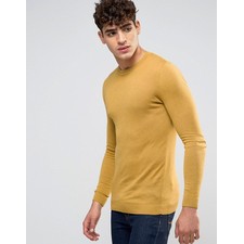  Muscle Fit Sweater in Yellow Cotton
