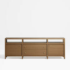 View Keane 86" Driftwood Storage Media Console - image 1 of 12