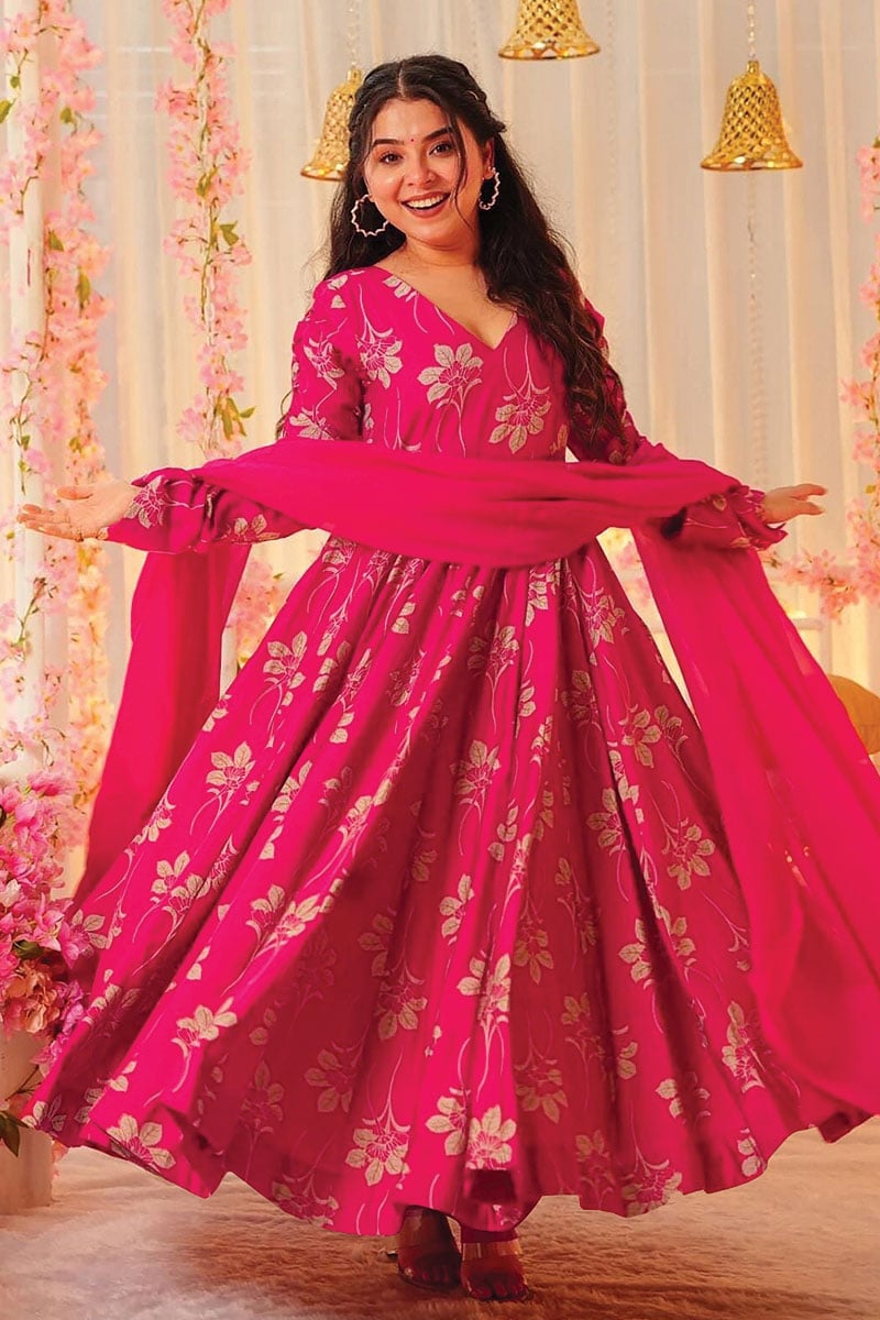 Fuchsia Pink Viscose Silk P...