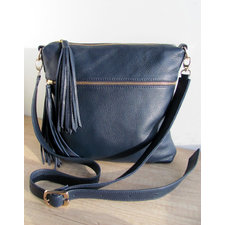 Leather bag Shoulder bag Women fringe bag  Handmade purse Navy Black Handbag Gift for sister Birthday gifts Сhristmas gift Gift for her Boho