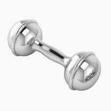 Dumbbell Sterling Silver Baby Rattle by Krysaliis