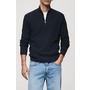 MANGO Quarter Zip Rib Sweater, Main, color, Dark Navy
