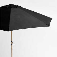 View 10' Round Sunbrella® Canvas Black Outdoor Patio Umbrella with Faux Wood Metal Frame - image 1 of 11