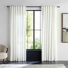 View Crisp White Organic Cotton Sateen Window Curtain Panel 52"x84" - image 1 of 9