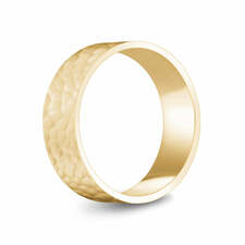 7mm 18K Gold High Polished Hammered Wedding Band - G.W Bands