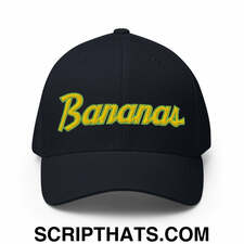 Bananas Baseball Classic Sports Script Embroidered Structured Stretch Fit Hat