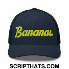 Bananas Baseball Classic Sports Script Embroidered Mesh Trucker Hat