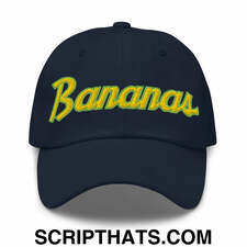 Bananas Baseball Classic Sports Script Embroidered Unstructured Dad Hat