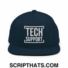 Tech Support Embroidered Flat Bill Brim Snapback Hat