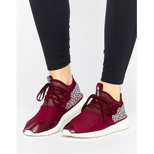 adidas Originals Maroon Tubular Sneakers With Cracked Leather Detail