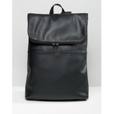 Backpack In Faux Leather With Fold Over Top