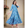 Blue Rayon Bias Cut Tier Dress