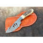 Damascus Wirecut Guthook knife