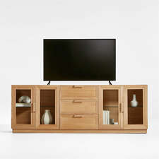 View Calypso 90" Natural Wood Storage Media Console - image 1 of 14
