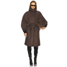 THE ATTICO Long Coat in Brown | REVOLVE