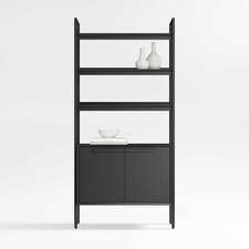 View Tate 36" Black Wood 3-Shelf Storage Bookcase Cabinet - image 1 of 9