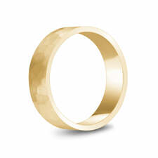 6mm 10K Gold Brushed Hammered Wedding Band