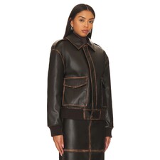 L'Academie Bo Faux Leather Jacket in Brown | REVOLVE