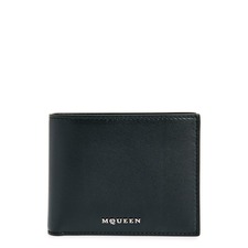 McQueen Leather Bifold Wallet, Main, color, Black/ Silver