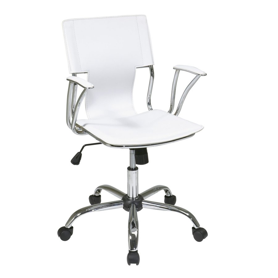 Office Star One Avenue Six White/Chrome Vinyl Task Office Chair