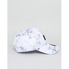  Sixth June Baseball Cap In White With Marble Print