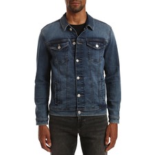  Frank Denim Trucker Jacket, Main, color, Dark Foggy Feather Blue