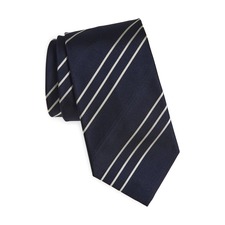 Ralph Lauren Purple Label Standard Triple Stripe Silk Faille Tie, Main, color, Navy