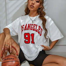 Los Angeles 91st Street Stadt Gedruckt T-shirt Weibliche C Su Antigen