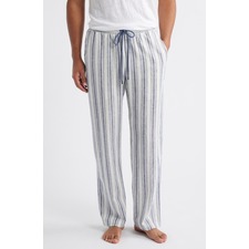 Stripe Linen Blend Drawstring Pajama Pants, Main, color, Navy Stripe