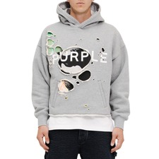 Distressed French Terry Hoodie, Main, color, Heather