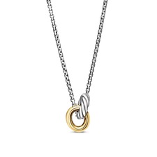 Petite Cable Linked Hoop Necklace, Main, color, Sterling Silver/ Gold